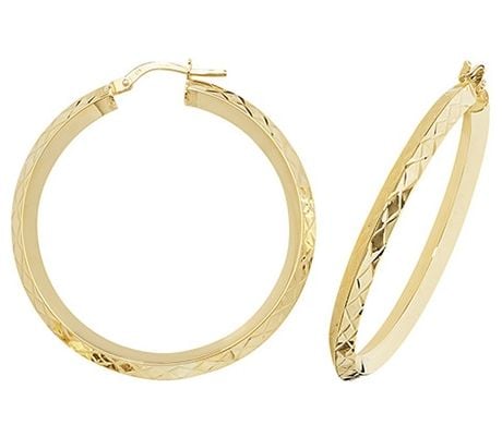 Treasure House ER1018-30 9k Yellow Gold Hinged Hoop Earrings Jewellery