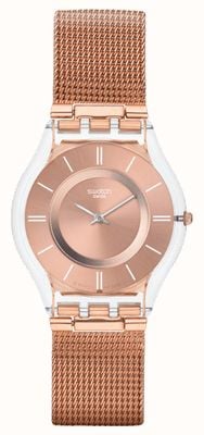 Swatch Hello Darling (34mm) Rose Gold Dial / Rose Gold-Tone Stainless Steel Mesh Bracelet SS08K104M