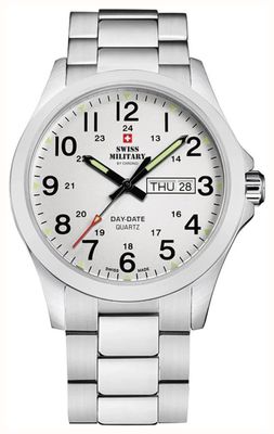 Swiss Military by Chrono Day-Date (42mm) White Dial / Stainless Steel Bracelet SMP36040.26
