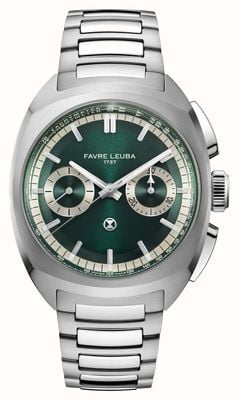 Favre Leuba Chief Chronograph Automatic (41mm) British Racing Green Sunray Dial / Stainless Steel Bracelet 00.20101.113.03.200