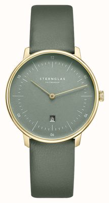 STERNGLAS Naos XS Edition Flora (33mm) Sage Green Dial / Classic Sage Leather Strap S01-ND62-KL09