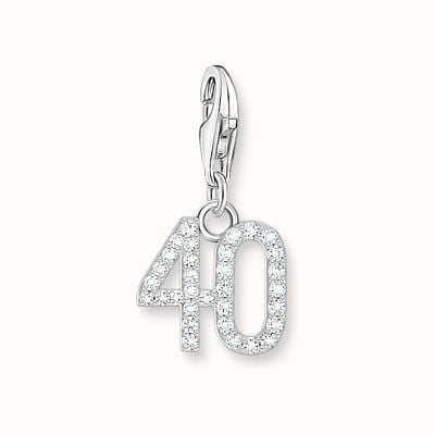 Thomas Sabo Silver Charm Pendant Number 40 With Zirconia 2137-051-21