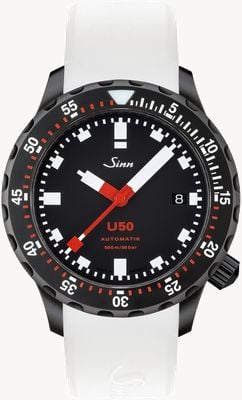 Sinn U50 S | White Silicone Strap | Black Dial Watch 1050.020
