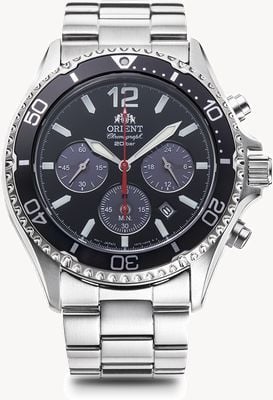 Orient Mako Solar Chronograph (43mm) Black Dial / Stainless Steel RA-TX0202B10B