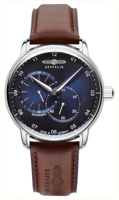 Zeppelin Captain's Line Small-Seconds Automatic (42mm) Blue Dial / Brown Leather Strap 8662-3