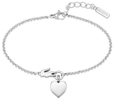 Lacoste Love My Croc Heart Stainless Steel With Heart Charm Bracelet 2040027