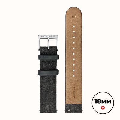 Mondaine Genuine Leather & Felt Strap - Dark Grey - (18mm) FT311880Q1