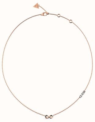 Guess Women's Endless Dream Rose Gold Plated Infinity Pavé Necklace 16-18" UBN03264RG