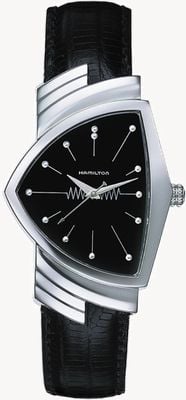 Hamilton Ventura Quartz *Men in Black - 1997, 2012, 2019* (32.3mm) Black Dial / Black Leather H24411732