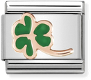 Nomination Classic Clover 9ct Rose Gold & Steel Enamel Charm 430202/01