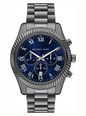 Michael Kors Lexington Blue Chronograph Mens Gunmetal Stainless Steel Bracelet MK9298