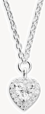 Sterling Silver Mini Cubic Zirconia Heart Halo Necklace H7166/S