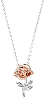 Disney Silver And Gold Plated Rose Princess CZ Necklace C902725TZWL-P.PH