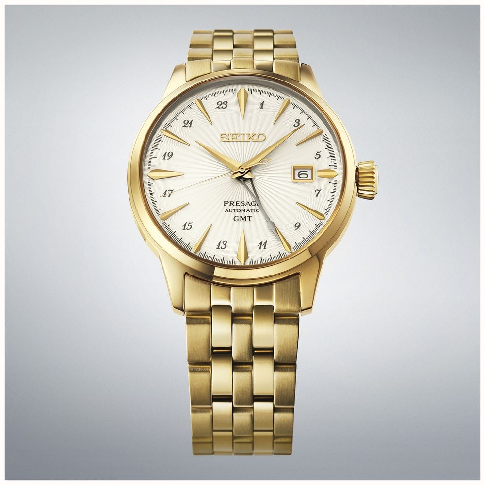Seiko Presage Cocktail Time ‘Daiquiri’ GMT (40.5mm) Cream Dial / Gold PVD Stainless Steel Bracelet Watch HCB004J1 - alternate view 2