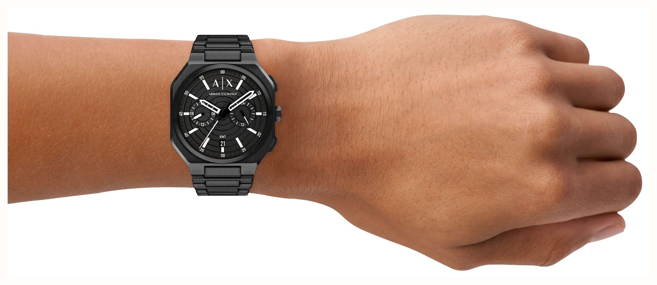 Armani Exchange Dual-Time Quartz (40mm) Black Dial / Black PVD Stainless Steel Bracelet AX1478 - alternate view 5