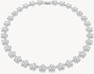 Swarovski x Ariana Grande Flower Round-Cut Rhodium-Plated Necklace 5749179