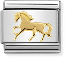 Nomination Classic Galloping Horse 18ct Gold & Steel Charm 030149/26