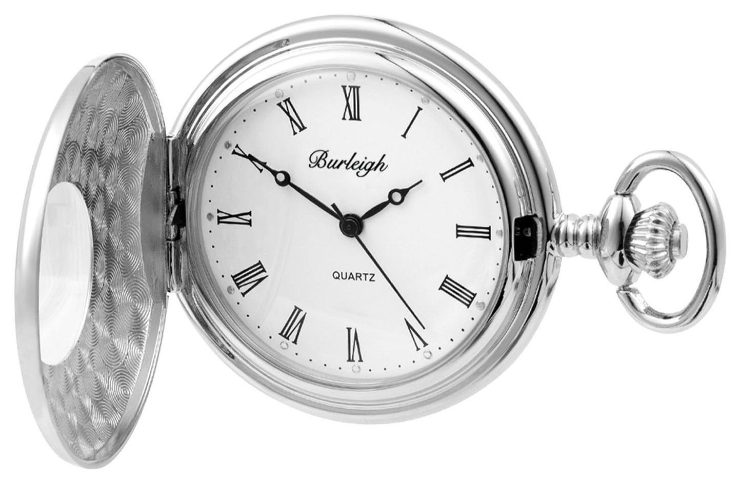 Burleigh 1233 Half-Hunter Quartz Pocket Watch - White Dial