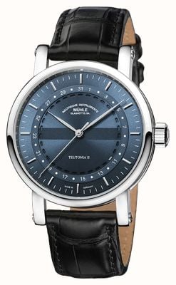 Mühle Glashütte Teutonia II Ring-Date Automatic (41mm) Grey-Blue Dial / Black Leather Strap M1-33-52-LB