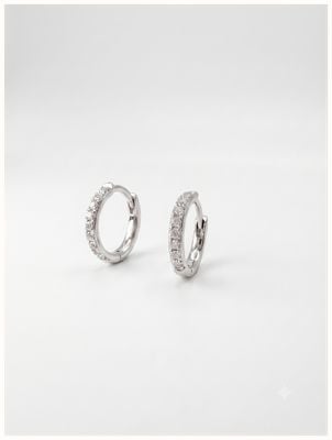 James Moore & Co 9ct White Gold 0.70ct Diamond Hoop Mini Huggie Hoops E2162