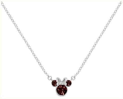 Disney Mickey & Minnie Sterling Silver 16" Mouse January Garnet Zirconia Necklace N905424SJANL-16.PH