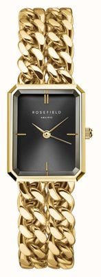 Rosefield Studio Edition - Double Chain (19.5mm) Black Sunray Dial / Gold-Plated Stainless Steel Bracelet SBGSG-O77