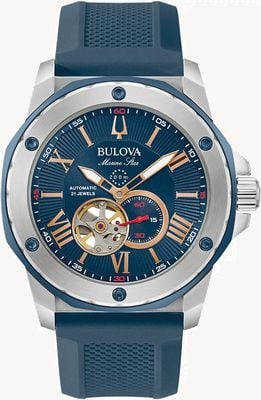 Bulova Men's Marine Star| Automatic | Blue Dial | Blue Silicone Strap 98A282