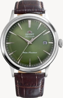 Orient Bambino Automatic (40.5mm) Green Sunray Dial / Brown Leather Strap RA-AC0029E30B