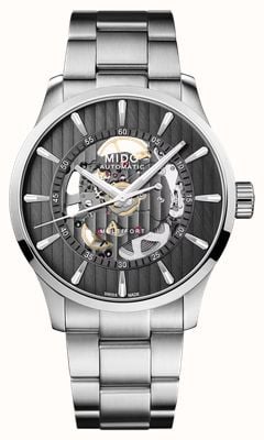 Mido Multifort Skeleton Vertigo Automatic (42mm) Anthracite Skeleton Dial / Stainless Steel Bracelet M0384361106100