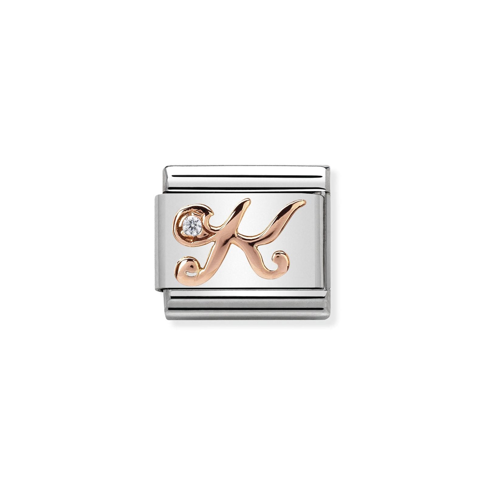 Nomination 430310/11 Classic Letter K 9ct Rose Gold & Steel Jewellery