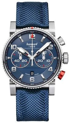 Hanhart PRIMUS Racer Automatic Chronograph (44mm) Blue Dial / Blue Textile Strap - M 741.270-3320