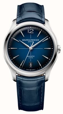 Baume & Mercier Clifton Baumatic (39mm) Gradient Blue Lacquered Dial / Blue Alligator Leather Strap Watch 10771