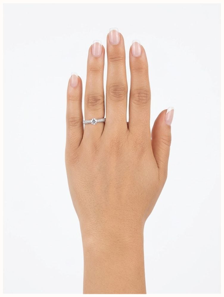 Bass Jewellery Round Brilliant Natural Diamond & Ruby 18ct White Gold Solitaire Pavé Ring J49103 - alternate view 4