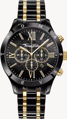 Thomas Sabo Rebel Urban Quartz Chronograph (43mm) Black Dial / Black PVD Stainless Steel Bracelet WA0264-278-203-43
