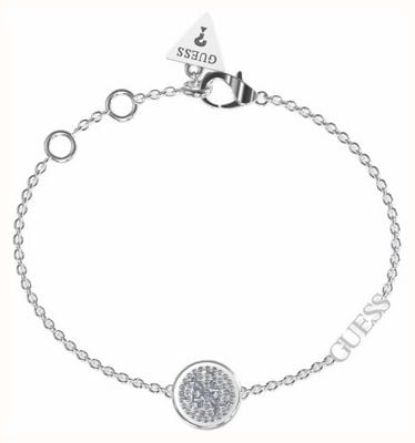 Guess Dreaming Pave Logo Coin Bracelet Silver JUBB03125JWRHL