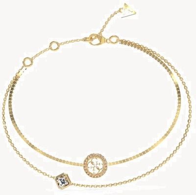 Guess Crystal Detail 4G Logo Charm Bracelet Gold JUBB04160JWYGL