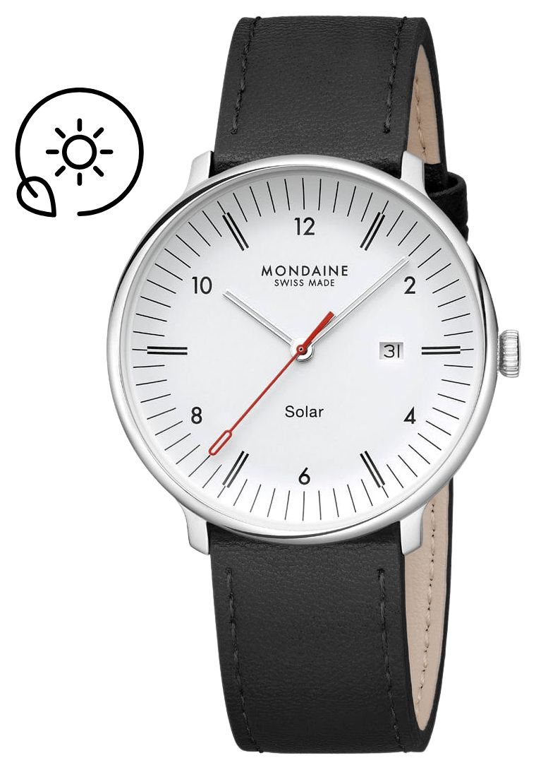 Mondaine MLE.41910.LBV Doppio Solar (41mm) Matte White Dial Watch