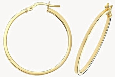 Treasure House 9k Yellow Gold Hoop Earrings 25 mm ER1007-25