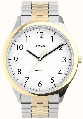 Timex Men's Easy Reader (40mm) White Dial / Two-Tone Stainless Steel Bracelet TW2U40000