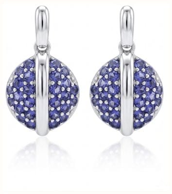 Fiorelli Gold 9k White Gold Iolite Pavé Disc Earrings GE2056