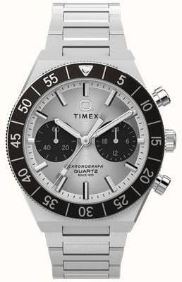 Timex Q Timex Continental Chronograph (40mm) Silver Dial / Stainless Steel Bracelet TW2Y55800
