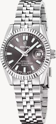 Festina Swiss Made Classic Quartz (29mm) Black Sunray Dial / Stainless Steel Bracelet F20087/6