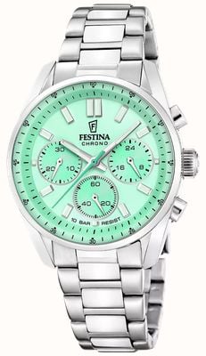 Festina Boyfriend Quartz Chronograph (37.5mm) Mint Green Dial / Stainless Steel Bracelet F20753/1