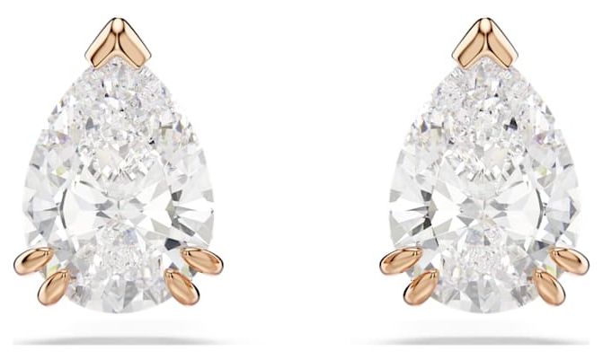 Swarovski 5734248 Stilla Stud Earrings Pear Cut, White, Rose Jewellery