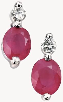 9ct White Gold ruby and diamond stud earrings GE752R