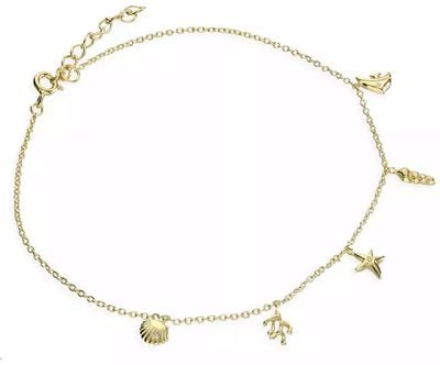 Sterling Silver Gold Plated 'Under the Sea' Anklet H3218/Y