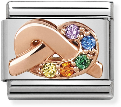 Nomination Classic Rainbow Knot 9ct Rose Gold & Steel Charm 430302/11