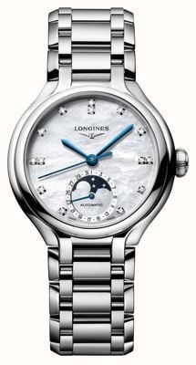 LONGINES PrimaLuna Moonphase Automatic (34mm) Mother-of-Pearl Dial / Stainless Steel Bracelet L81264876