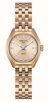 Certina DS-2 Lady Quartz (27.8mm) Rose-Gold Sunray Dial / Rose-Gold PVD Stainless Steel Bracelet C0492103302600