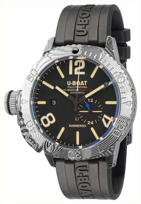 U-Boat SOMMERSO DAMASCO Automatic (46mm) Three-Level Black Dial / Vulcanised Black Rubber Strap 9999